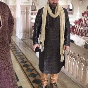 Blue and Gold Kurta Set - Size 40